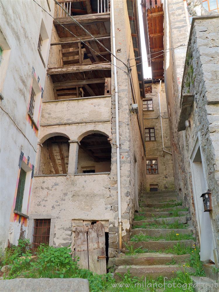 Forgnengo fraction of Campiglia Cervo (Biella, Italy) - Staircase between the old houses of the village